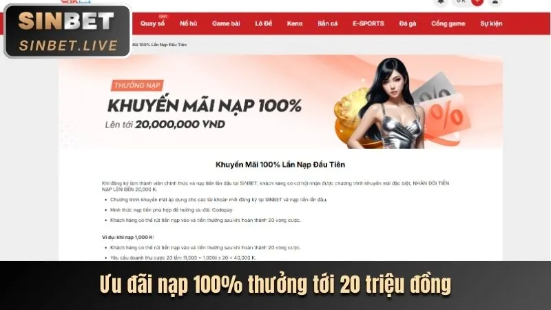 Tiền thưởng chào mừng cho người chơi mới tại 1bet chính thức